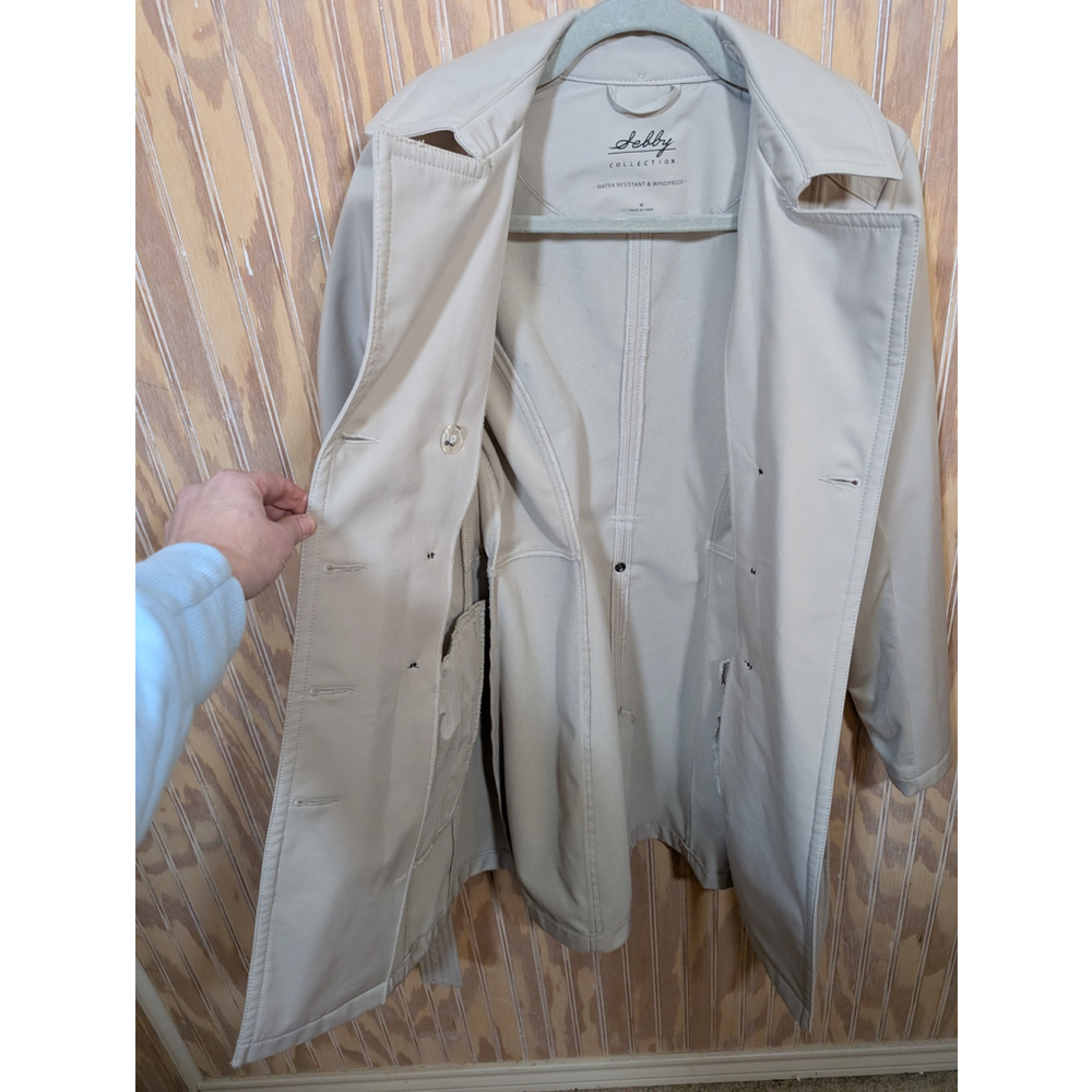 Women's Debby Collection Trench Coat, Beige, Size M - Picture 4 of 7